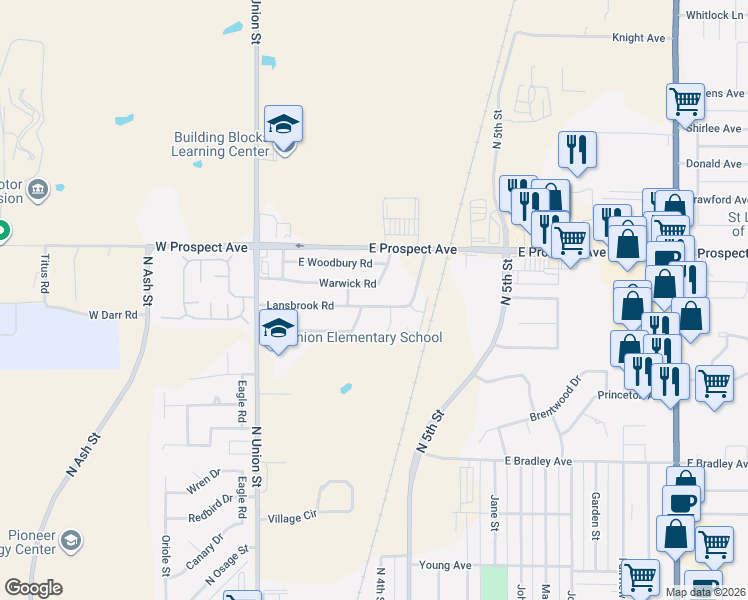 map of restaurants, bars, coffee shops, grocery stores, and more near 2716 Mckinley Place in Ponca City