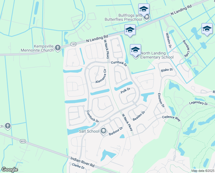 map of restaurants, bars, coffee shops, grocery stores, and more near 3125 Amador Drive in Virginia Beach