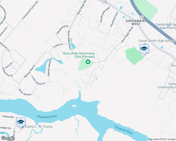 map of restaurants, bars, coffee shops, grocery stores, and more near 700 Inlet Quay in Chesapeake