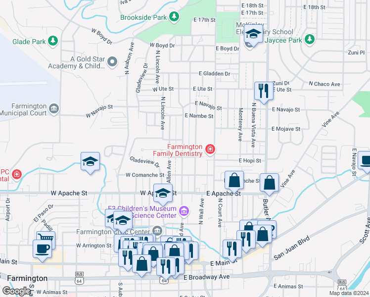 map of restaurants, bars, coffee shops, grocery stores, and more near 708 North Orchard Avenue in Farmington