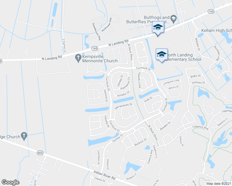 map of restaurants, bars, coffee shops, grocery stores, and more near 3176 Amador Drive in Virginia Beach