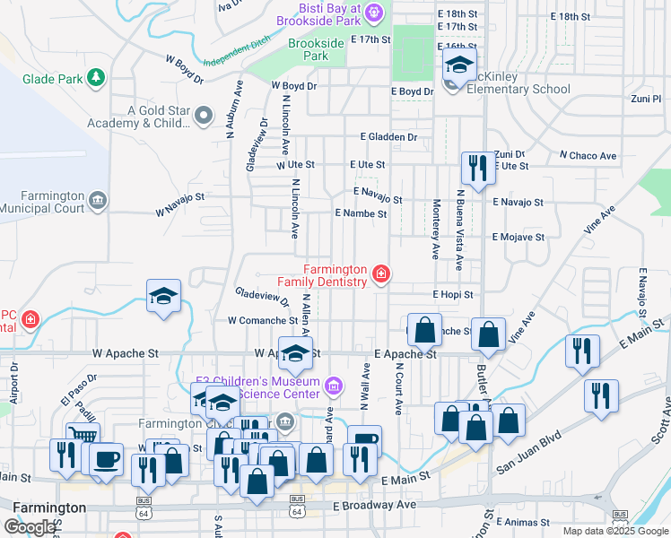 map of restaurants, bars, coffee shops, grocery stores, and more near 701 North Orchard Avenue in Farmington