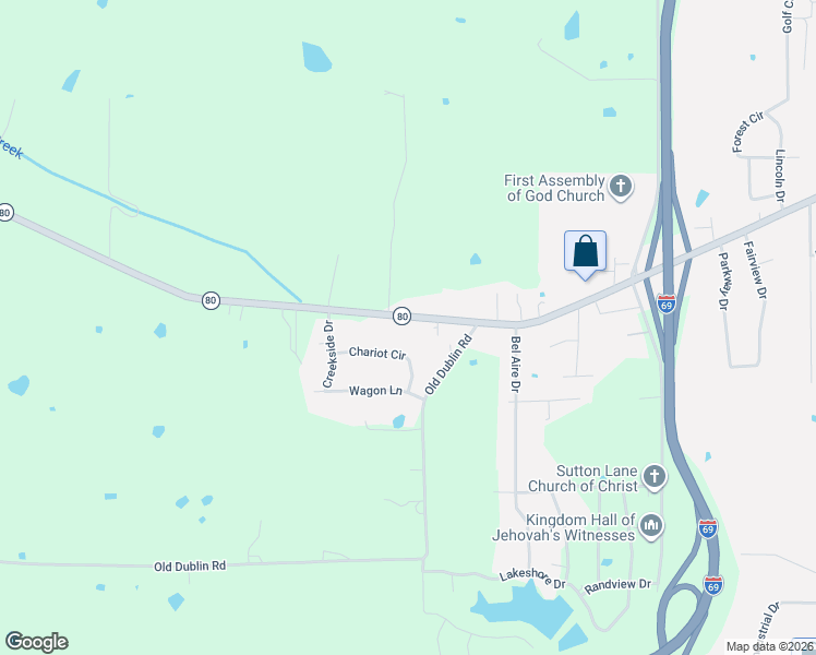 map of restaurants, bars, coffee shops, grocery stores, and more near 62-234 Chariot Circle in Mayfield