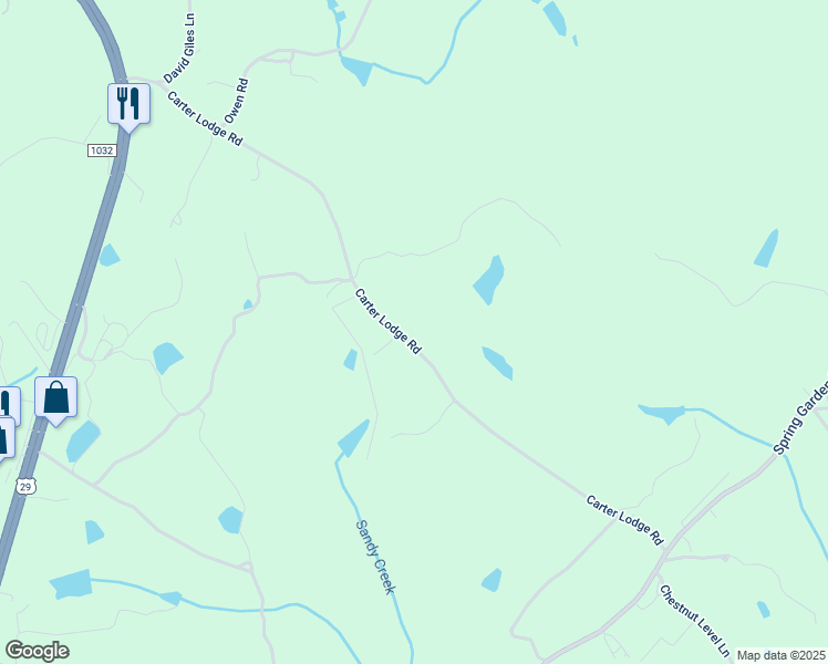 map of restaurants, bars, coffee shops, grocery stores, and more near 1057 Carter Lodge Road in Blairs