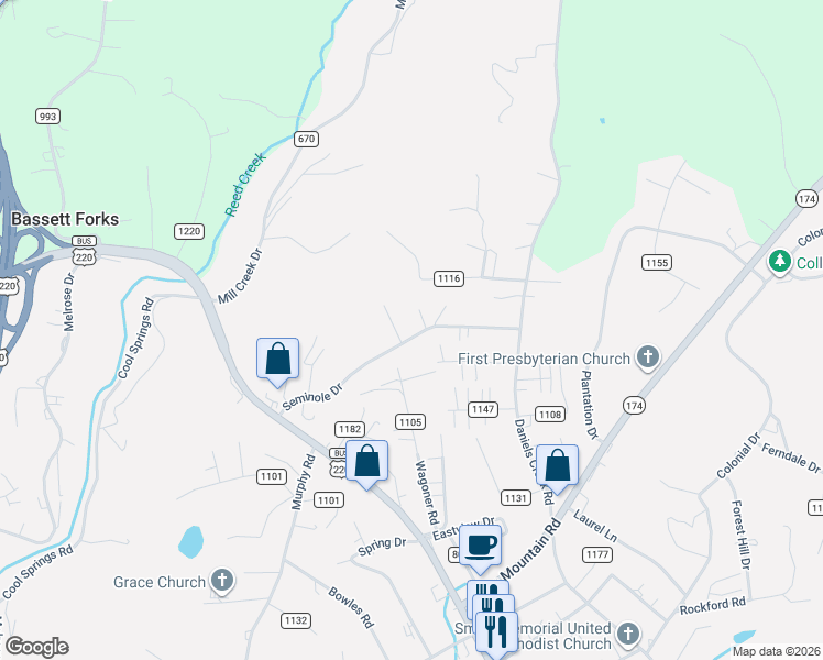 map of restaurants, bars, coffee shops, grocery stores, and more near 115-123 Seminole Drive in Collinsville