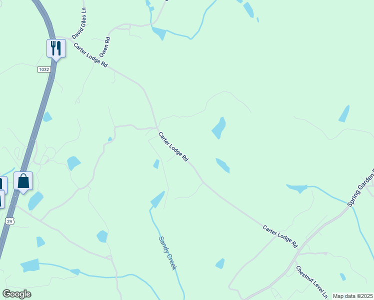 map of restaurants, bars, coffee shops, grocery stores, and more near 1057 Carter Lodge Road in Blairs