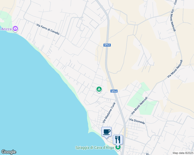 map of restaurants, bars, coffee shops, grocery stores, and more near 21 Via Alicudi in Cava D'aliga