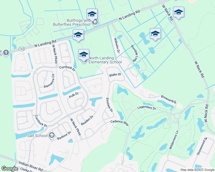 map of restaurants, bars, coffee shops, grocery stores, and more near 2797 Einstein Drive in Virginia Beach