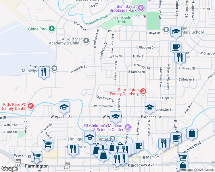 map of restaurants, bars, coffee shops, grocery stores, and more near 309 Gladeview Drive in Farmington