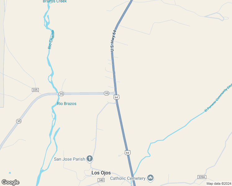 map of restaurants, bars, coffee shops, grocery stores, and more near U.S. 84 & Rte 95 in Rio Arriba