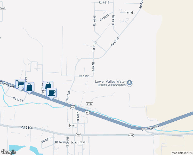 map of restaurants, bars, coffee shops, grocery stores, and more near 19 Road 6191 in Kirtland