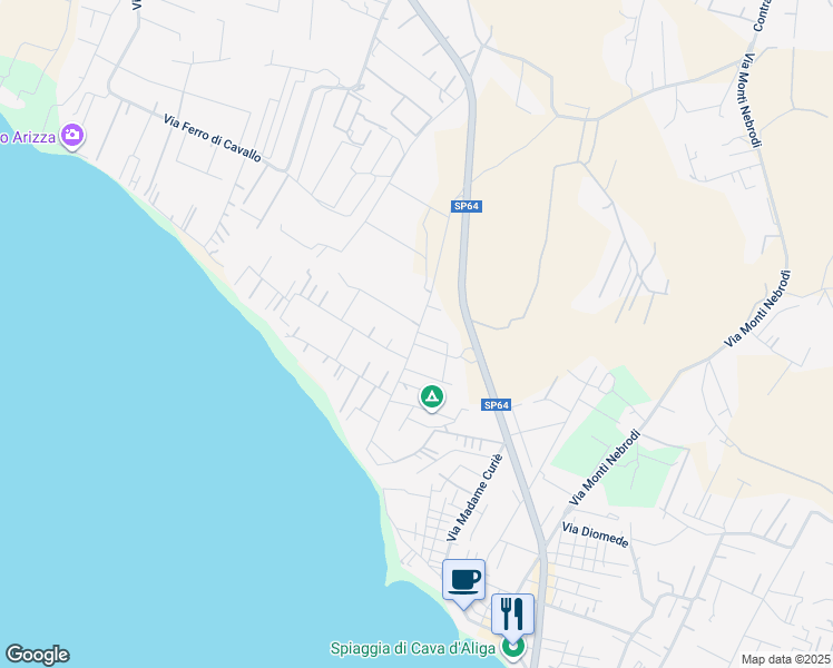map of restaurants, bars, coffee shops, grocery stores, and more near 21 Via Alicudi in Cava D'aliga