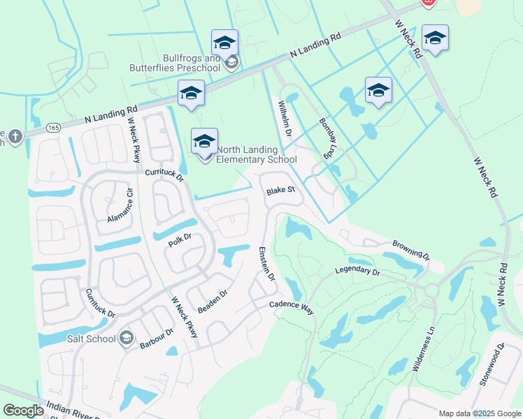 map of restaurants, bars, coffee shops, grocery stores, and more near 2604 Einstein Drive in Virginia Beach