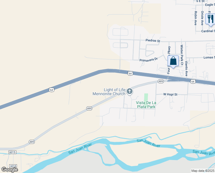map of restaurants, bars, coffee shops, grocery stores, and more near 5700 Old Kirtland Highway in Farmington