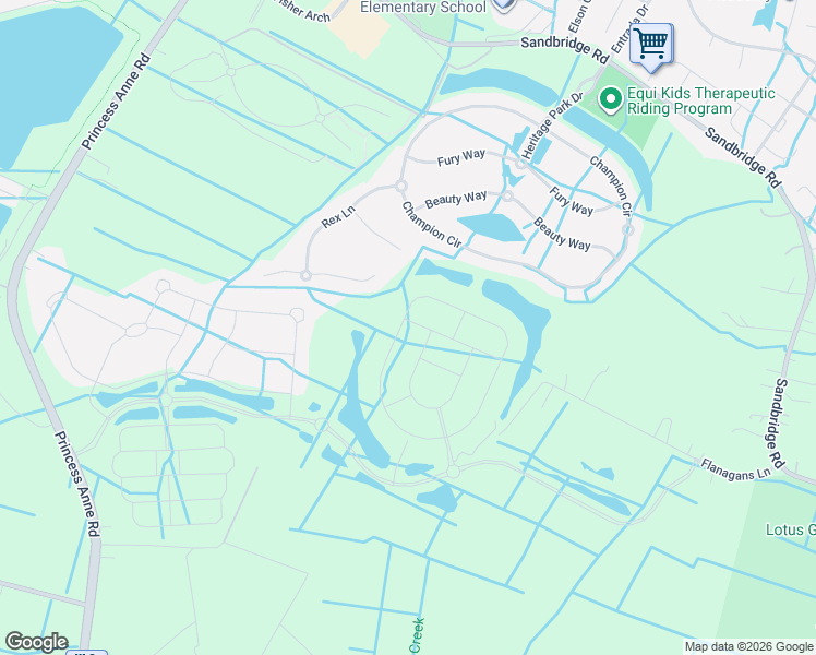 map of restaurants, bars, coffee shops, grocery stores, and more near 1805 Rein Lane in Virginia Beach