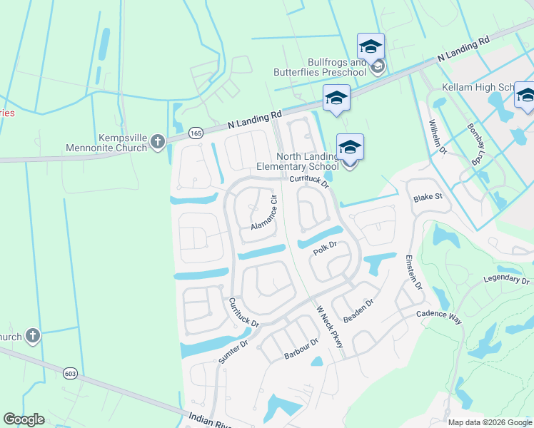 map of restaurants, bars, coffee shops, grocery stores, and more near 2681 Alamance Circle in Virginia Beach