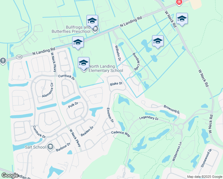 map of restaurants, bars, coffee shops, grocery stores, and more near 2781 Einstein Drive in Virginia Beach