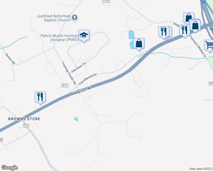 map of restaurants, bars, coffee shops, grocery stores, and more near 2651 Carrollton Pike in Woodlawn