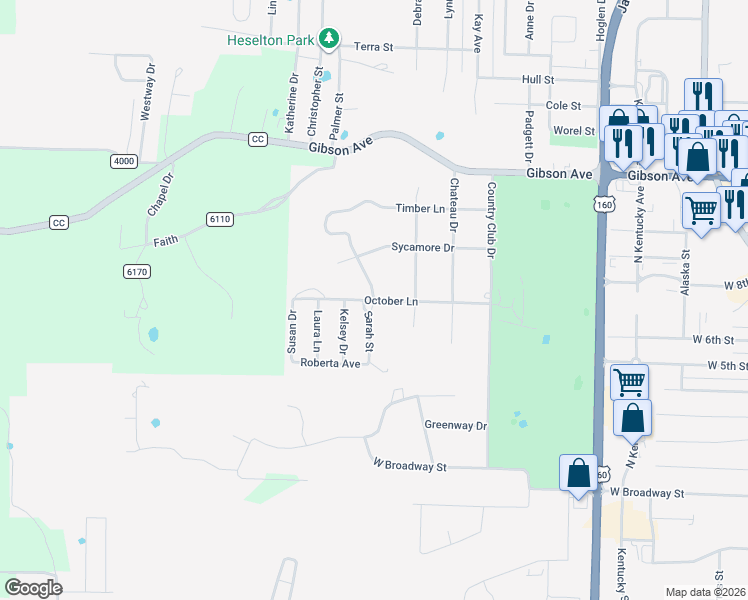 map of restaurants, bars, coffee shops, grocery stores, and more near 1201 Westwood Drive in West Plains