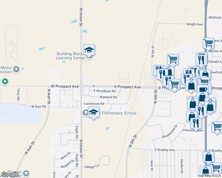 map of restaurants, bars, coffee shops, grocery stores, and more near 220 East Woodbury Road in Ponca City