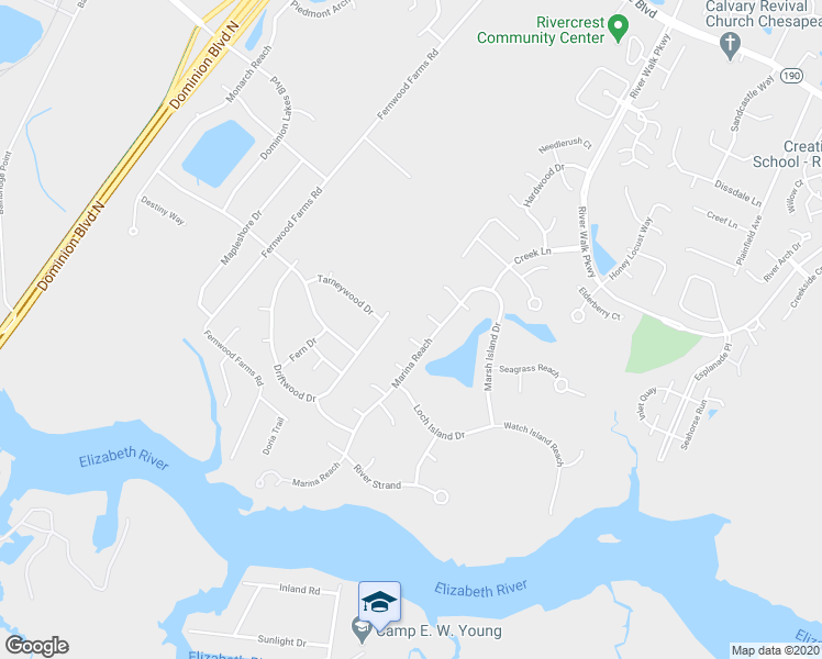 map of restaurants, bars, coffee shops, grocery stores, and more near 708 Moss Quay in Chesapeake