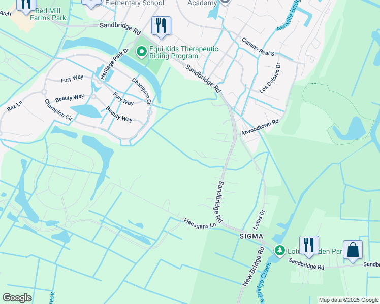 map of restaurants, bars, coffee shops, grocery stores, and more near 1521 Sandbridge Road in Virginia Beach