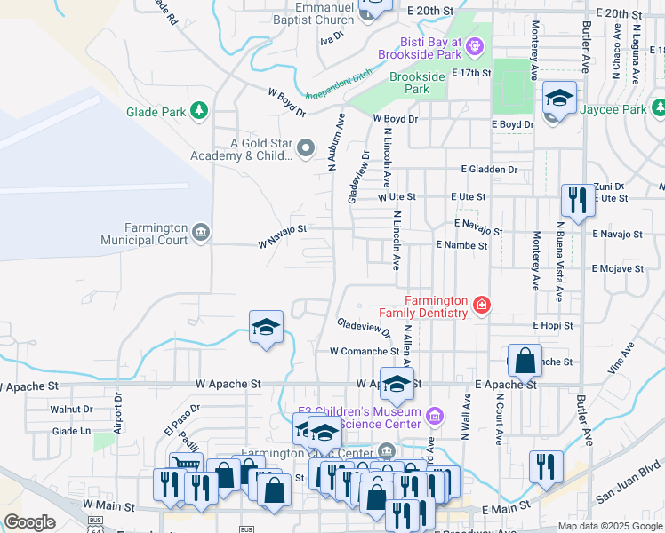 map of restaurants, bars, coffee shops, grocery stores, and more near 805-899 N Auburn Ave in Farmington
