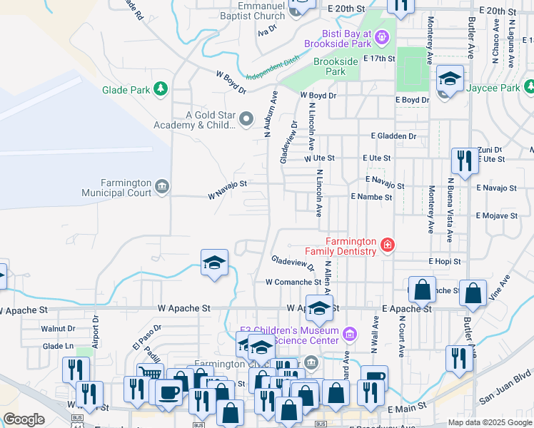 map of restaurants, bars, coffee shops, grocery stores, and more near 805-899 N Auburn Ave in Farmington