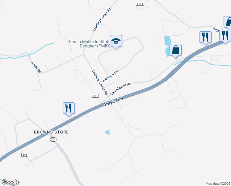 map of restaurants, bars, coffee shops, grocery stores, and more near 2805 Carrollton Pike in Woodlawn
