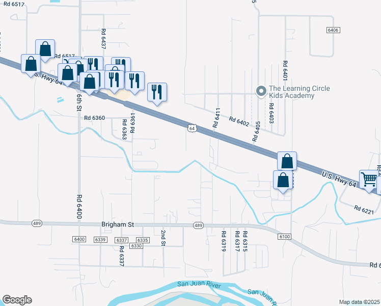 map of restaurants, bars, coffee shops, grocery stores, and more near 4243 U.S. Highway 64 in Kirtland