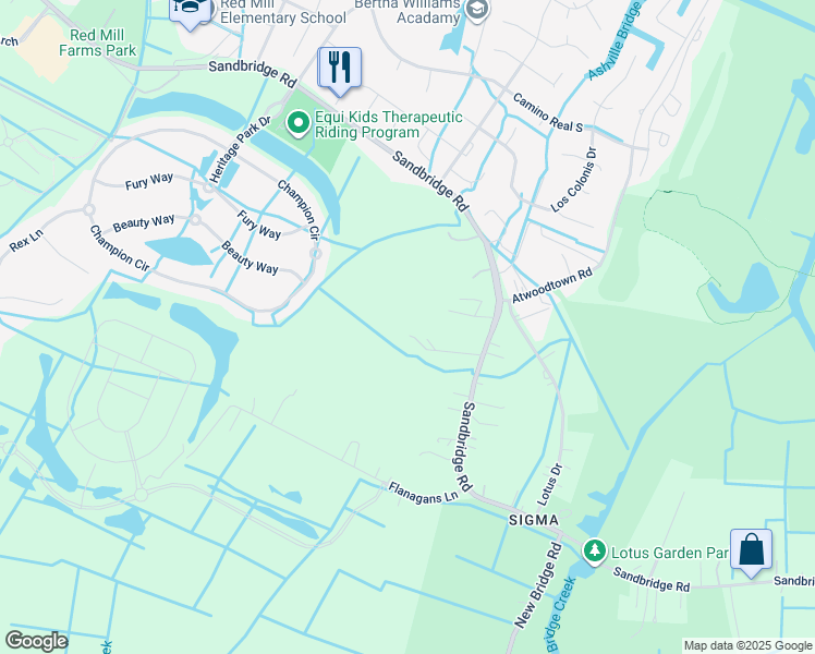 map of restaurants, bars, coffee shops, grocery stores, and more near 1521 Sandbridge Road in Virginia Beach