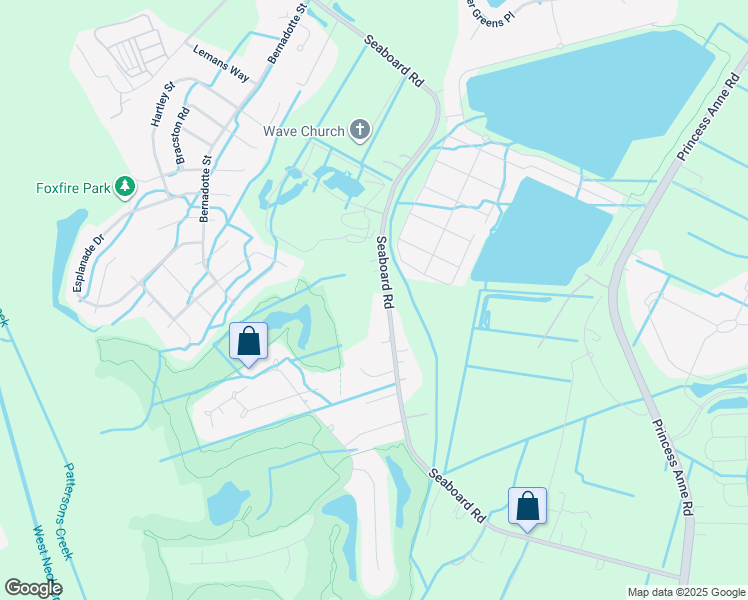 map of restaurants, bars, coffee shops, grocery stores, and more near 2789 Seaboard Road in Virginia Beach