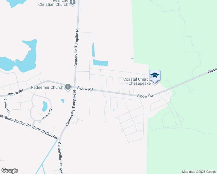 map of restaurants, bars, coffee shops, grocery stores, and more near 603 Rockies Court in Chesapeake