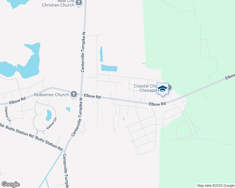map of restaurants, bars, coffee shops, grocery stores, and more near 603 Rockies Court in Chesapeake