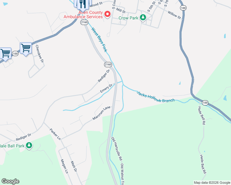 map of restaurants, bars, coffee shops, grocery stores, and more near 723 Old Hartsville Road in Scottsville