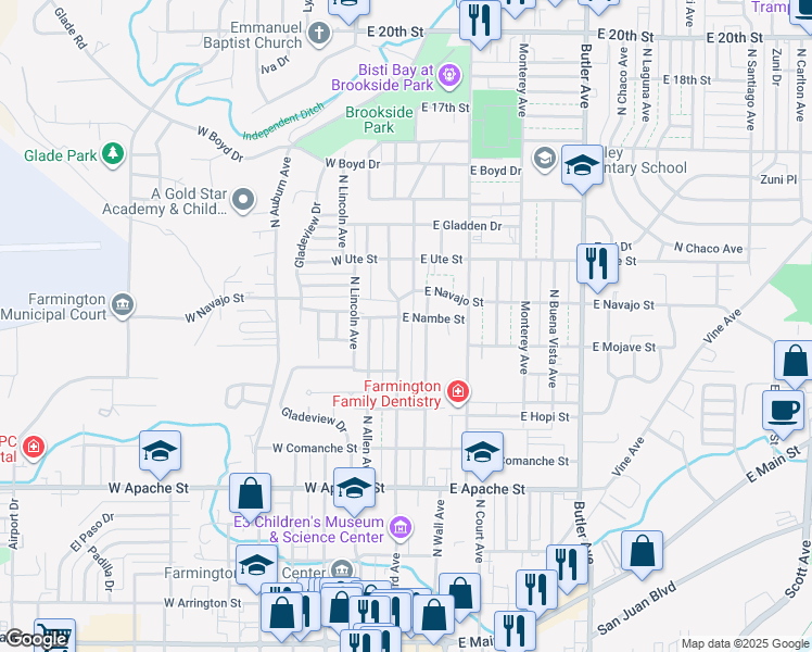 map of restaurants, bars, coffee shops, grocery stores, and more near 922 North Orchard Avenue in Farmington