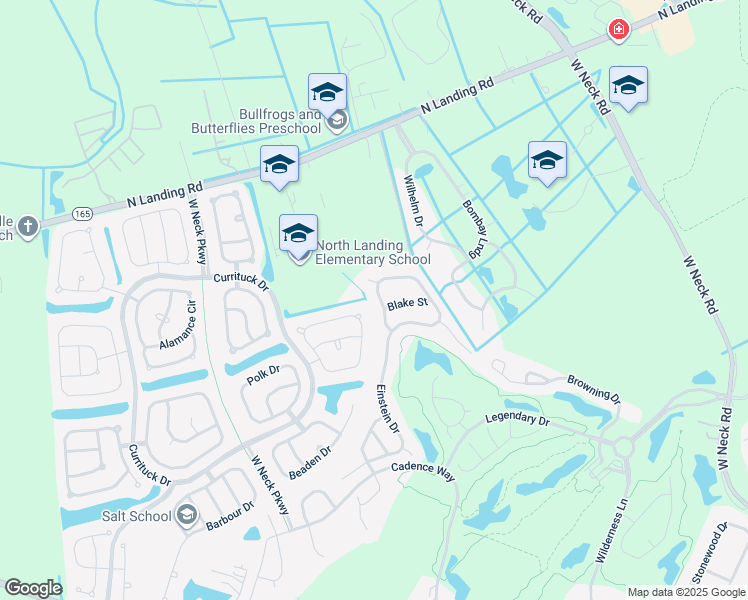 map of restaurants, bars, coffee shops, grocery stores, and more near 2632 Einstein Drive in Virginia Beach