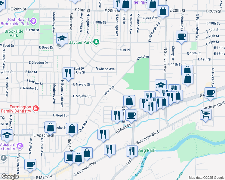 map of restaurants, bars, coffee shops, grocery stores, and more near 826 Vine Avenue in Farmington