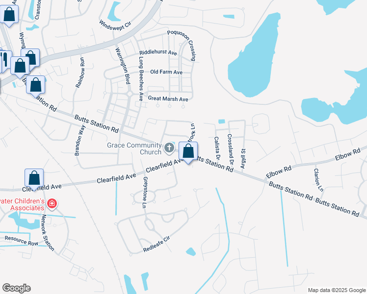 map of restaurants, bars, coffee shops, grocery stores, and more near 600 Flatrock Lane in Chesapeake