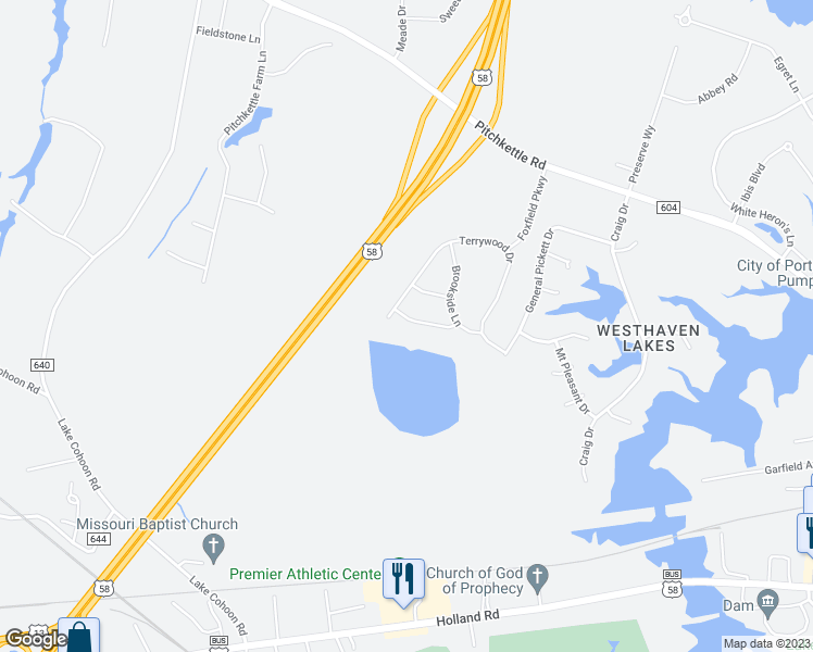 map of restaurants, bars, coffee shops, grocery stores, and more near 221 Reservoir Lane in Suffolk