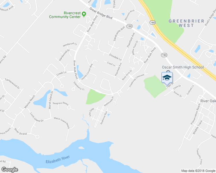 map of restaurants, bars, coffee shops, grocery stores, and more near 416 Broad Bend Circle in Chesapeake