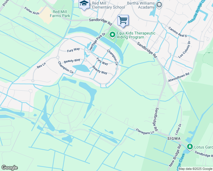 map of restaurants, bars, coffee shops, grocery stores, and more near 1801 Champion Circle in Virginia Beach