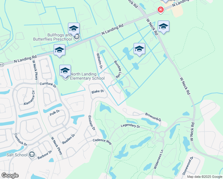 map of restaurants, bars, coffee shops, grocery stores, and more near 2620 Bombay Landing in Virginia Beach