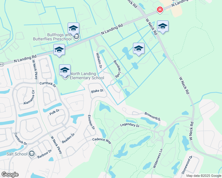 map of restaurants, bars, coffee shops, grocery stores, and more near 2620 Bombay Landing in Virginia Beach