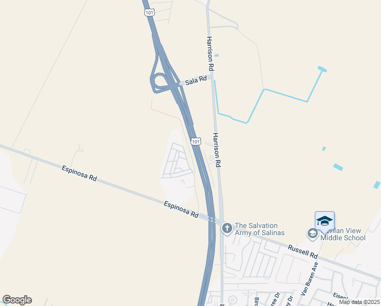 map of restaurants, bars, coffee shops, grocery stores, and more near Christensen Road in Monterey County