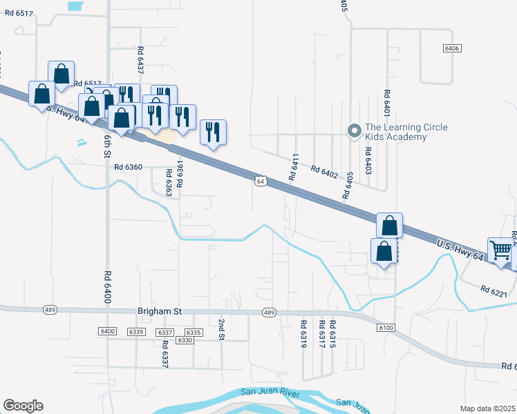 map of restaurants, bars, coffee shops, grocery stores, and more near 4243 U.S. 64 in Kirtland