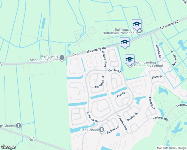 map of restaurants, bars, coffee shops, grocery stores, and more near 2613 Alamance Circle in Virginia Beach