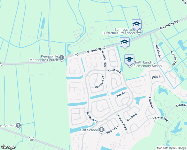 map of restaurants, bars, coffee shops, grocery stores, and more near 2613 Alamance Circle in Virginia Beach