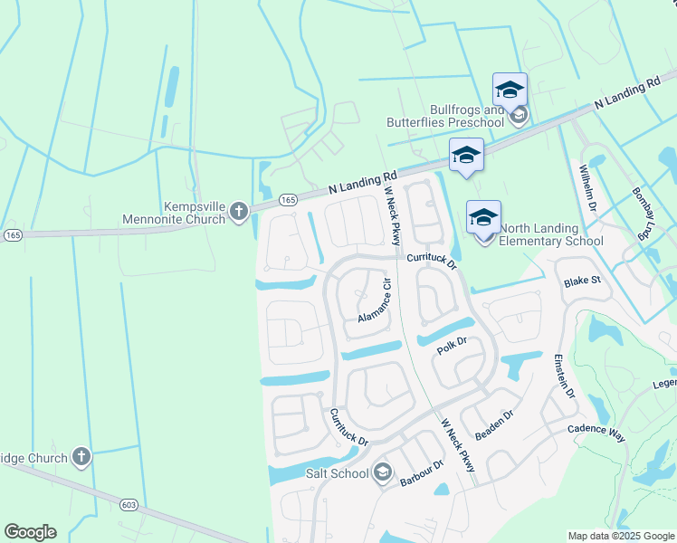map of restaurants, bars, coffee shops, grocery stores, and more near 2600 Alamance Circle in Virginia Beach