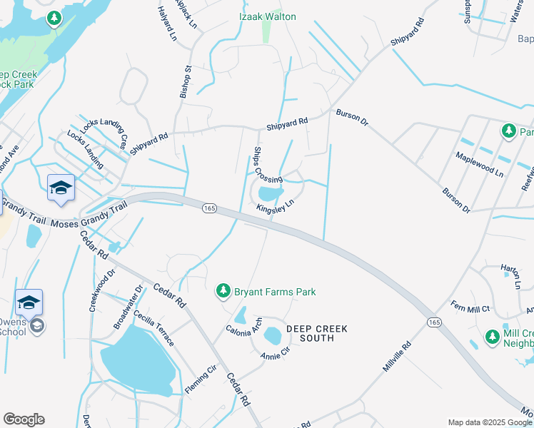 map of restaurants, bars, coffee shops, grocery stores, and more near 2130 Kingsley Lane in Chesapeake